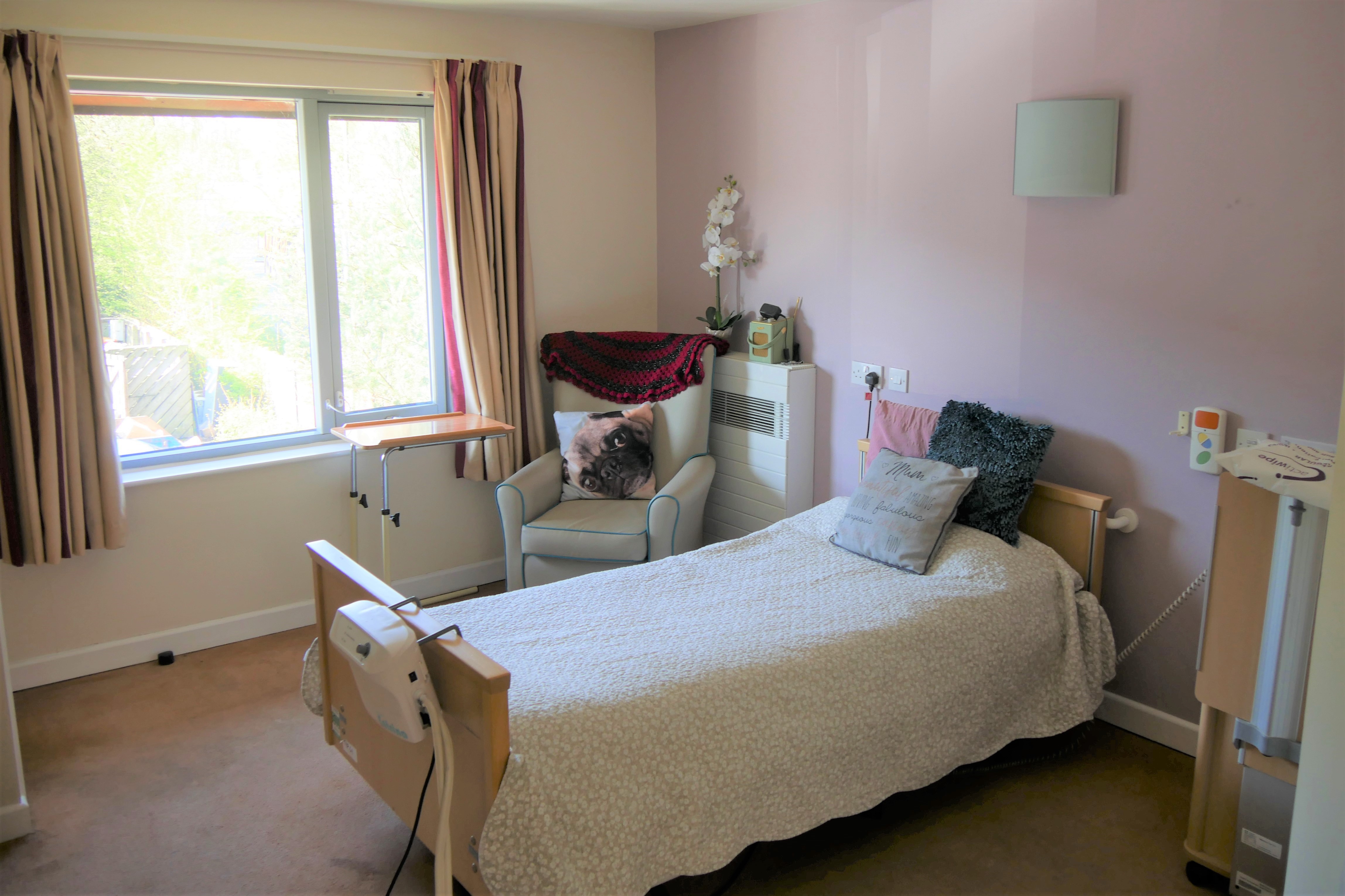 Resident bedroom at Tŷ Penrhos Care Home