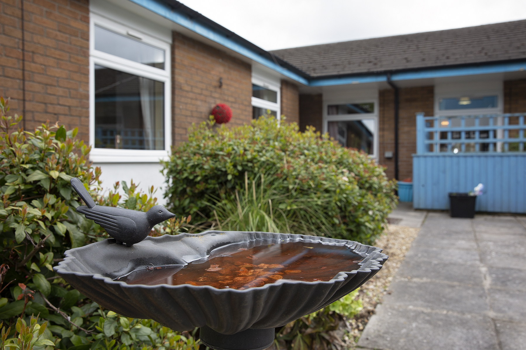 Bird bath in the garden at Arthur Jenkins Care Home