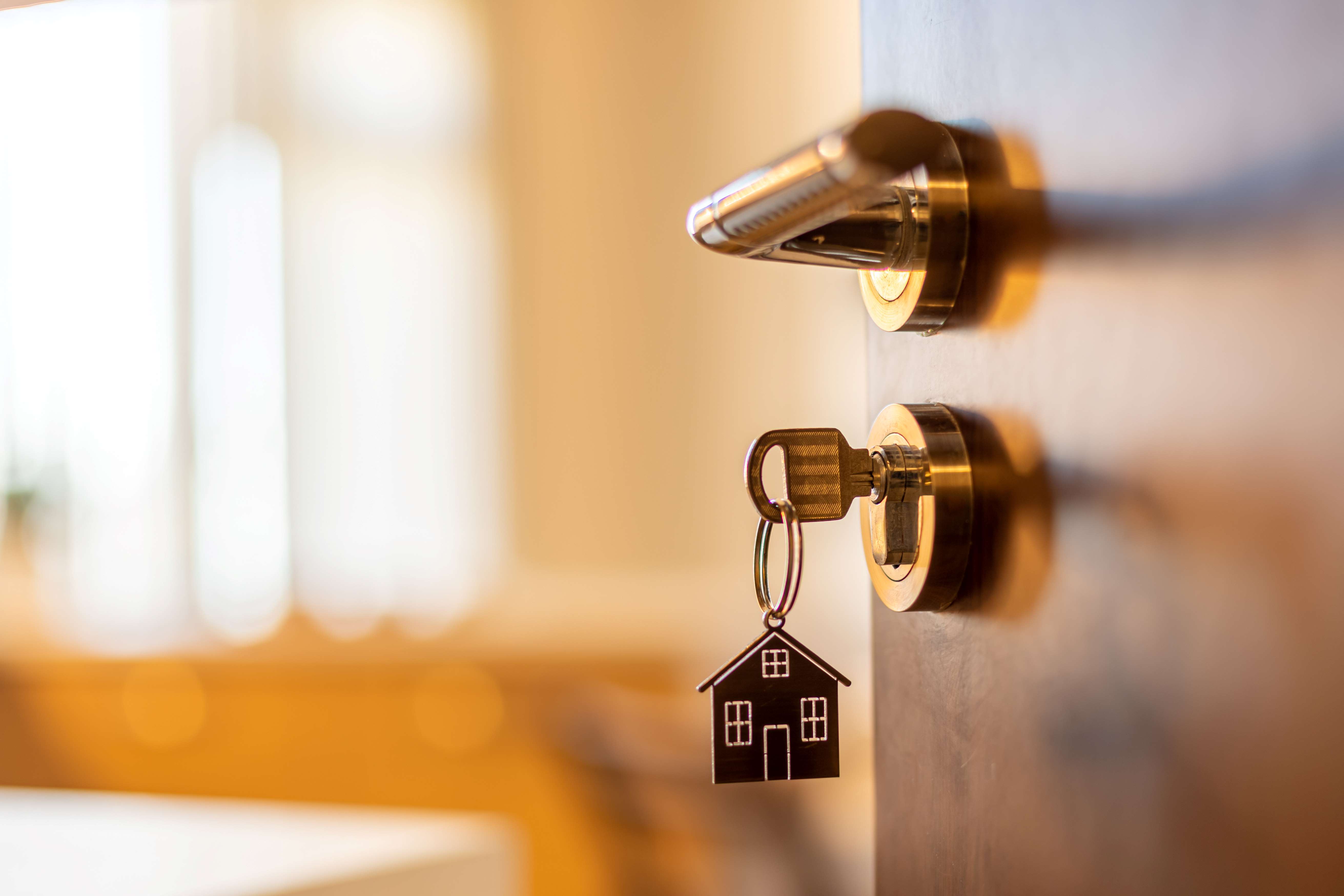 House key in the door