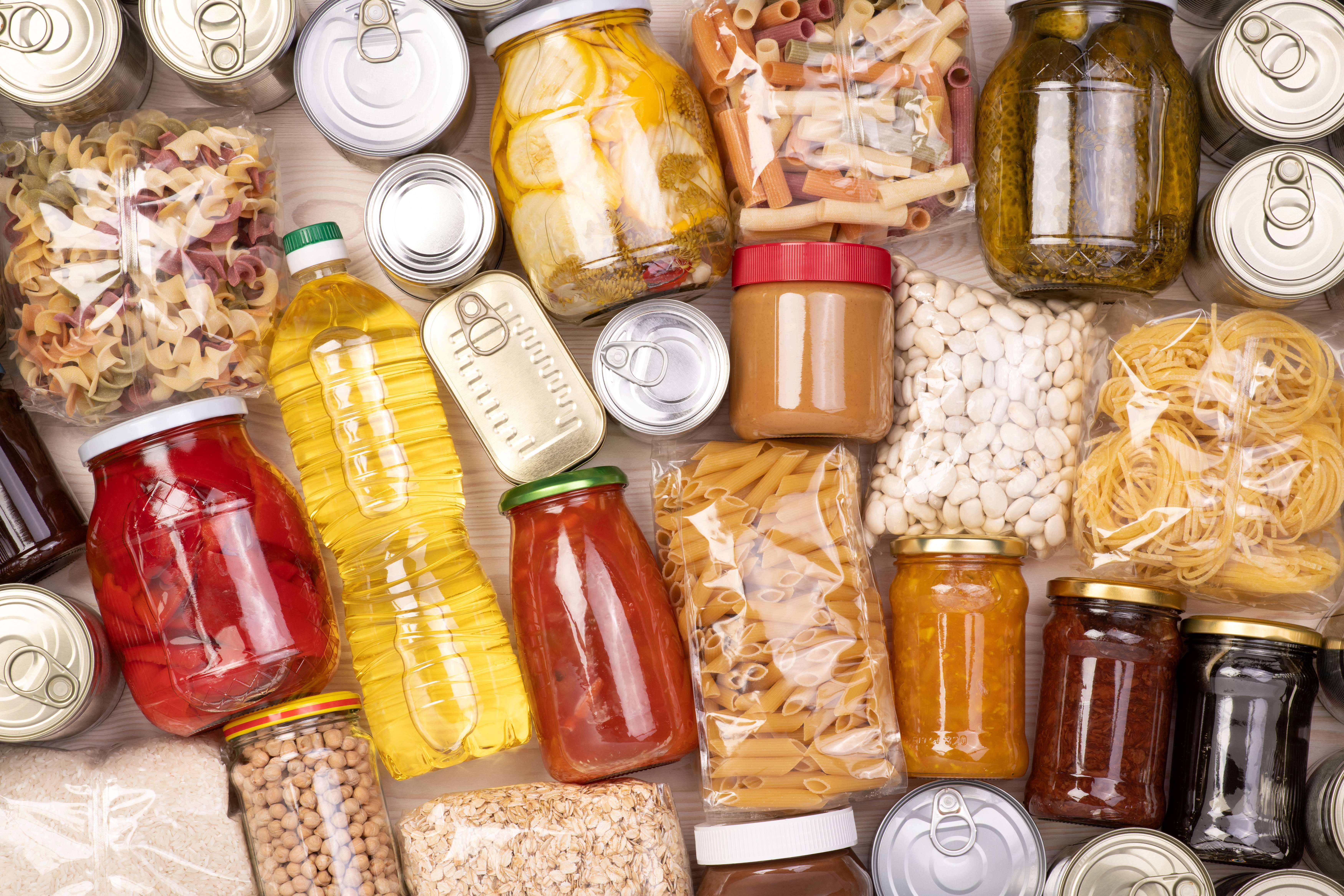 Assortment of food from the supermarket