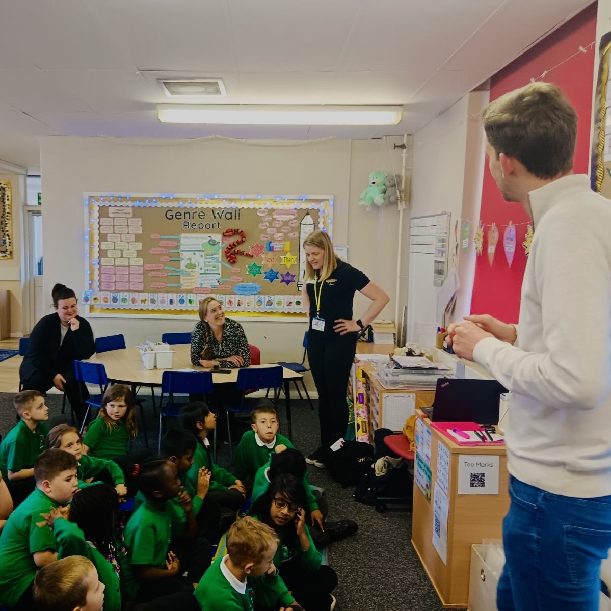 School children having a presentation