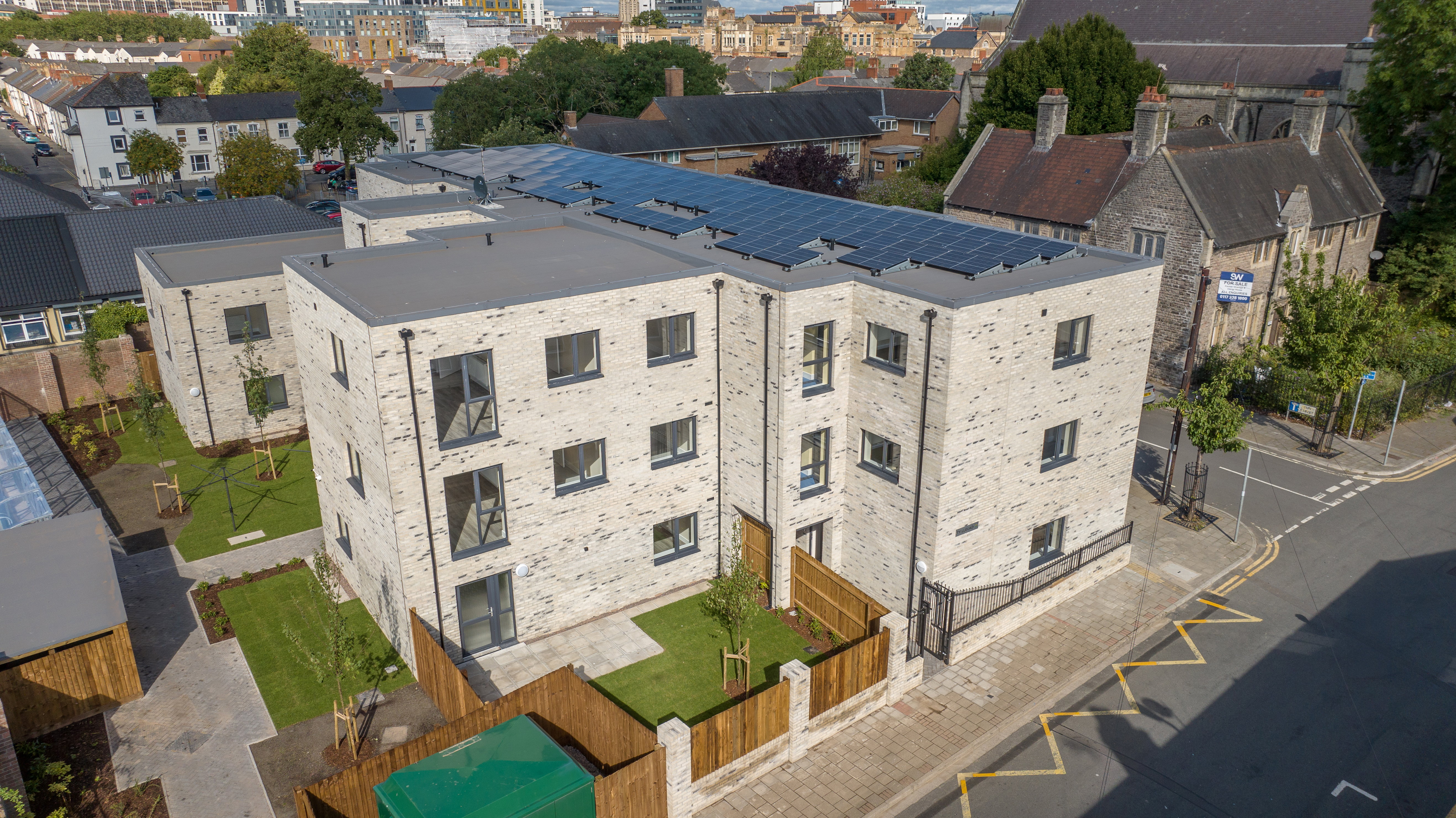 Aerial view of new apartments on Metal Street