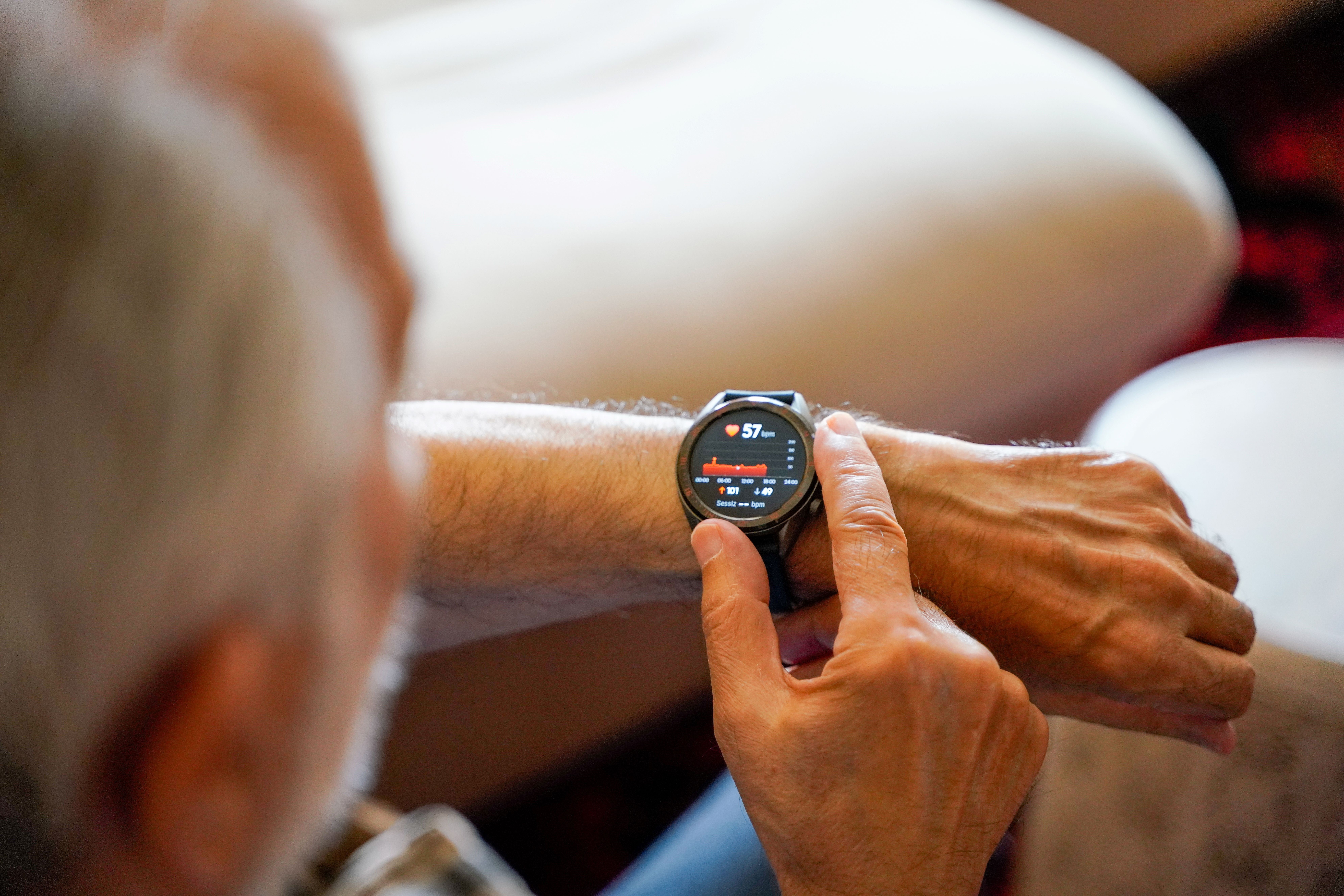 Man wearing smart watch