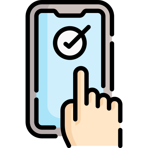 Image showing a hand selecting options on hand held device
