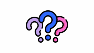 three question marks in different colours
